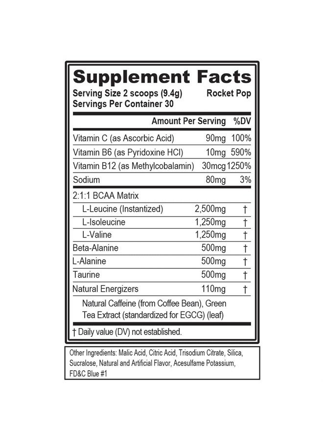 Evlution EVL BCAAs Amino Acids Powder - BCAA Energy Pre Workout Powder for Muscle Recovery Lean Growth and Endurance - Rehydrating BCAA Powder Post Workout Recovery Drink with Natural Caffeine - Rocket Pop  - Image 2