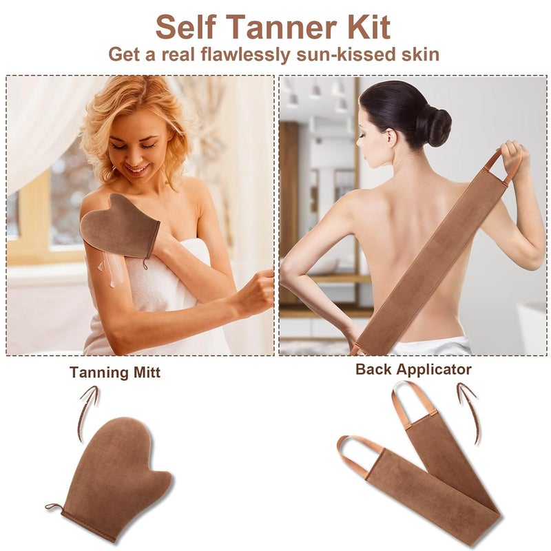 ANSPHIE 2 in 1 Self Tanning Mitt Applicator kit Self Tan Mit Self Tanner Mitt and Back Lotion Applicators for Your Back, Self Tan Mitt, Back Applicator Mitt for Self Tanner, Ultra Soft and Streak Free - Image 2