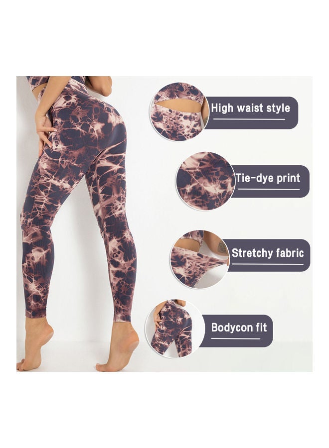 NIBEMINENT Tie-Dye Printed Yoga Pants - Image 4