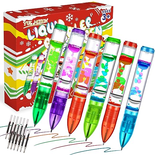 YUE MOTION Lava Pens Great Gift for Kids Adults Fidget Desk Toys for School Office Colorful Liquid Bubbler Pen for Focus Stress Anxiety Relief 6 Pack Liquid Motion Bubbler Toy Pens - Image 1