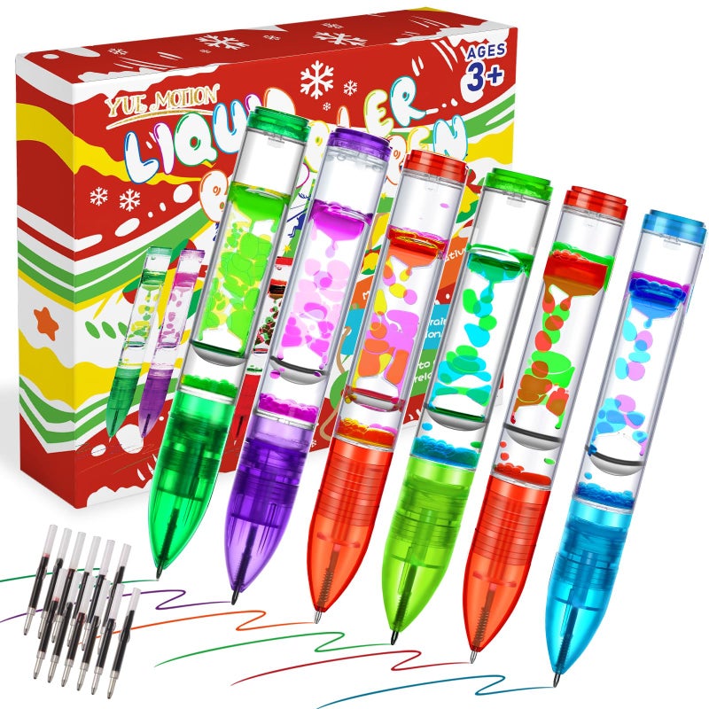 YUE MOTION Lava Pens Great Gift for Kids Adults Fidget Desk Toys for School Office Colorful Liquid Bubbler Pen for Focus Stress Anxiety Relief 6 Pack Liquid Motion Bubbler Toy Pens - Image 2