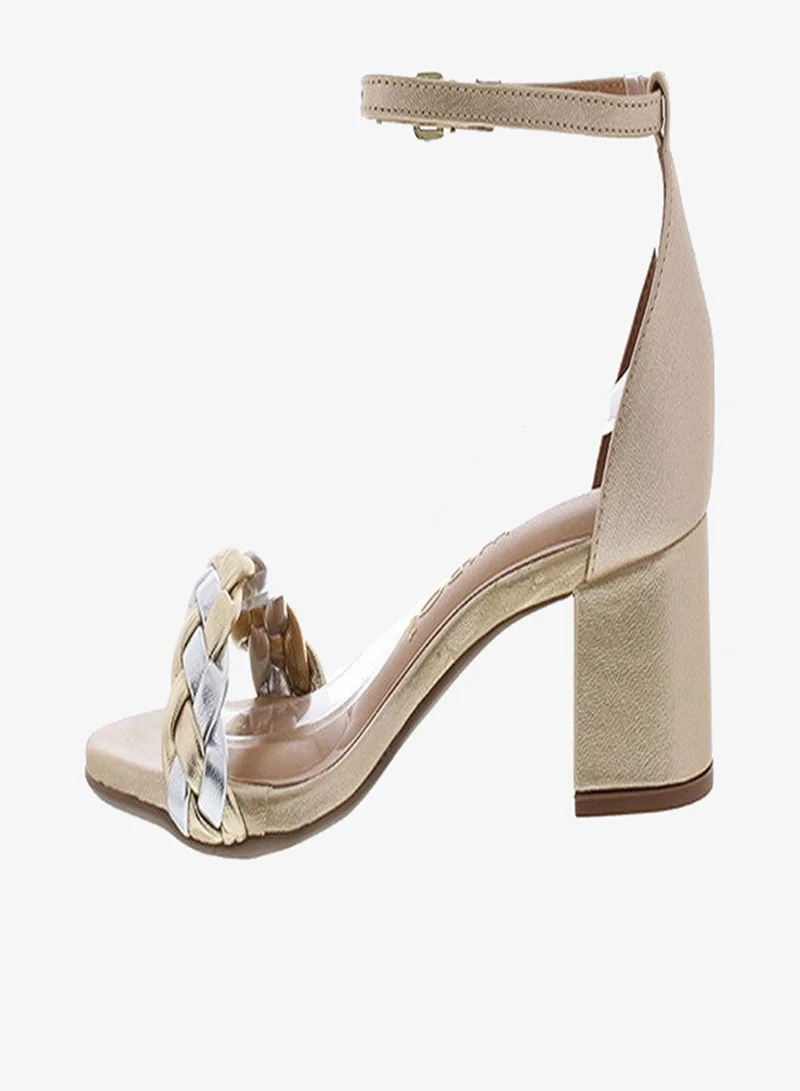 VIZZANO Golden/Silver Mid Heels Sandals for Women – Sling Back Heel Sandals for Girls with Ankle Strap for Women | Best Price UAE