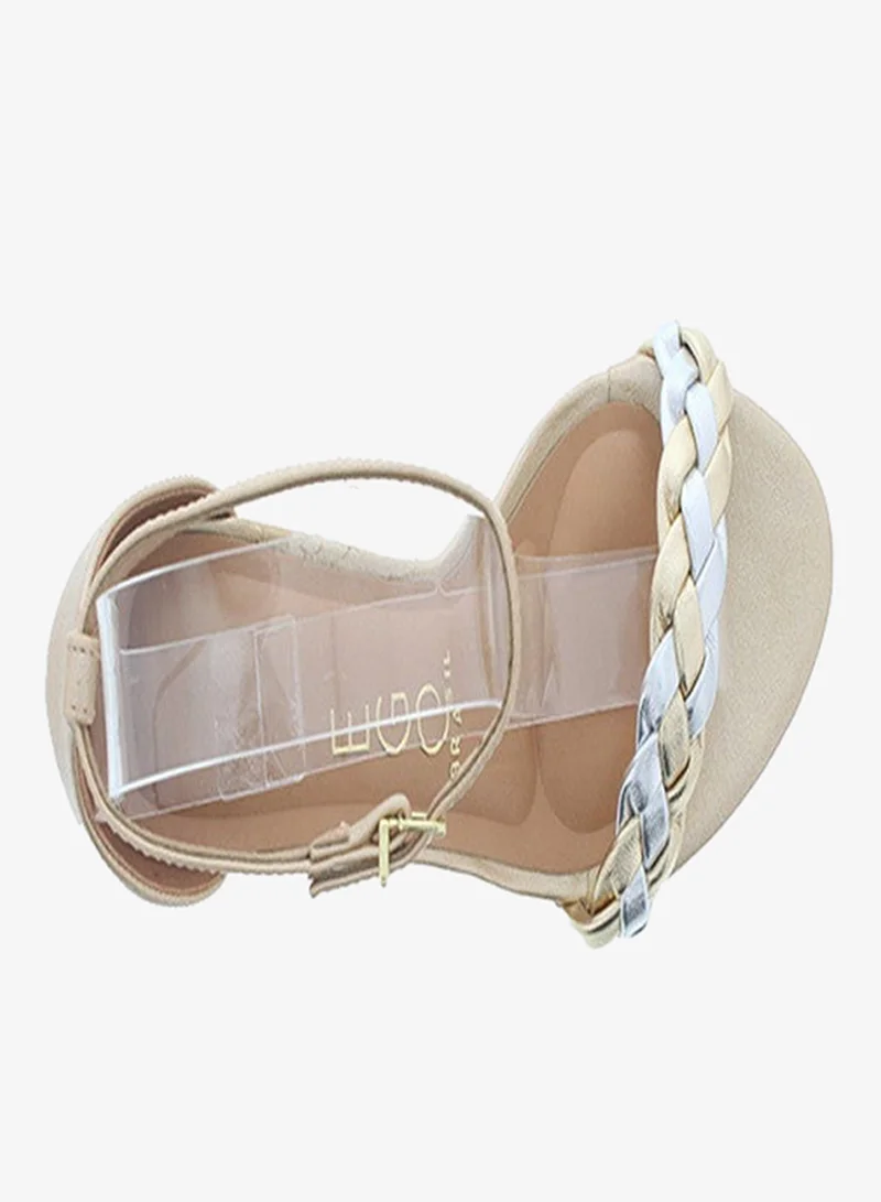 VIZZANO Golden/Silver Mid Heels Sandals for Women – Sling Back Heel Sandals for Girls with Ankle Strap for Women | Best Price UAE