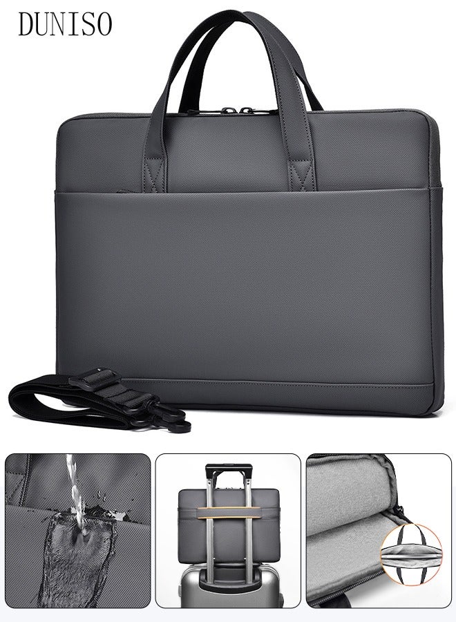 DUNISO 15.6 Inch Laptop Bag Lightweight Computer Bag Travel Business Briefcase Water Resistance Shoulder Messenger Bag Laptop Handbag for Men and Women Work Office  - Image 1