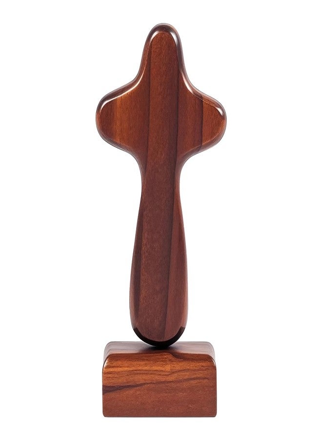 Chiorgone Wooden Standing Prayer Cross with Magnetic Base, Handheld Clinging Cross for Comfort, Christian Table Decor for Home & Office (Dark Brown) - Image 1