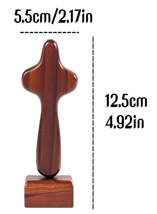 Chiorgone Wooden Standing Prayer Cross with Magnetic Base, Handheld Clinging Cross for Comfort, Christian Table Decor for Home & Office (Dark Brown) - Image 3
