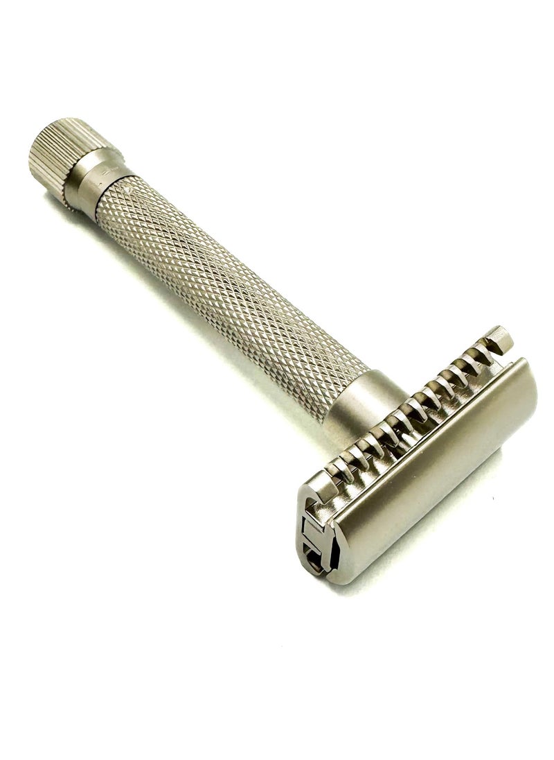 Parker Safety Razor The Parker Variant OPEN COMB  ADJUSTABLE Double Edge Safety Razor Customize your Shave with a Turn of the Dial from Mild to Aggressive  5 Blades Included SATIN CHROME 
