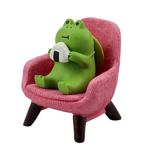 Refintural Miniature Frog Figurines Statue Cute Frog Sculpture for Outdoor Fairy Garden and Desk Decorations Adorable Frog Figurine Statue Decor for Plant Shelf Desk Office BedroomPink Sofa - Image 1