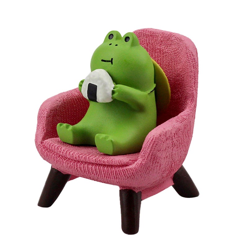Refintural Miniature Frog Figurines Statue Cute Frog Sculpture for Outdoor Fairy Garden and Desk Decorations Adorable Frog Figurine Statue Decor for Plant Shelf Desk Office BedroomPink Sofa - Image 2