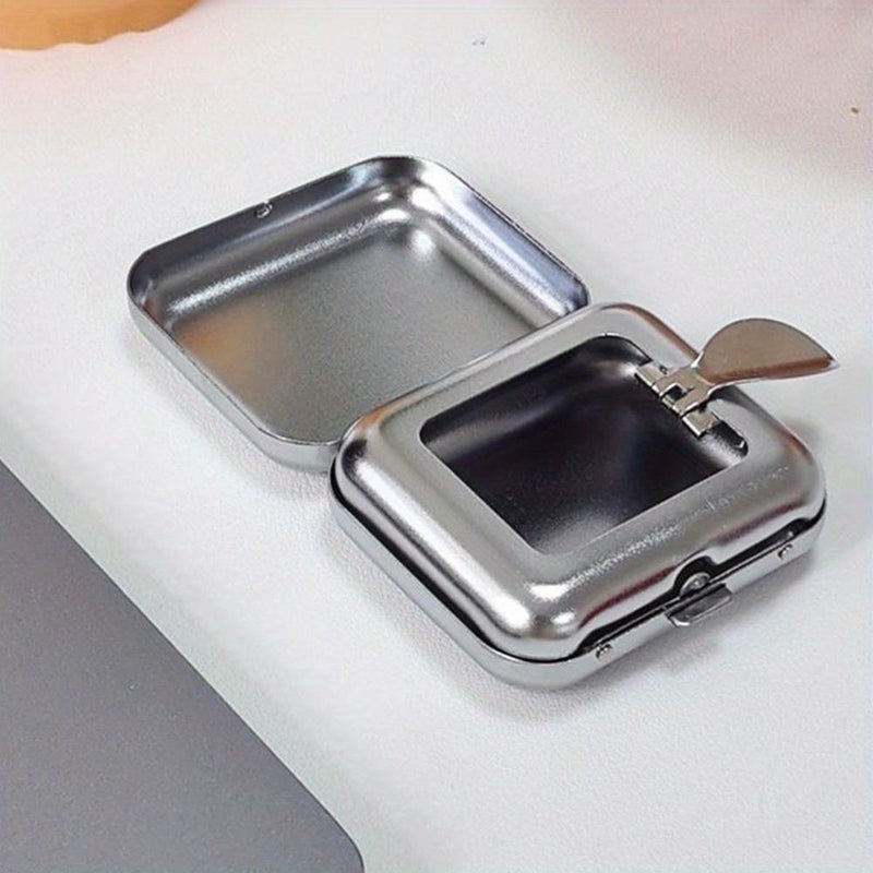Outdoor Mini Portable Metal Cigarette Ashtray With Lockable Lid U Style Desktop Ash Case For Car Travel Pocket Ashtray Gift For Men Holiday Travel Accessories Initial Name 26 Letters Pattern - Image 3