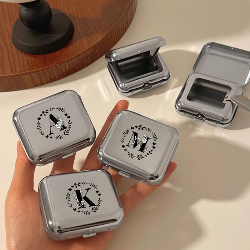 Outdoor Mini Portable Metal Cigarette Ashtray With Lockable Lid U Style Desktop Ash Case For Car Travel Pocket Ashtray Gift For Men Holiday Travel Accessories Initial Name 26 Letters Pattern - Image 1