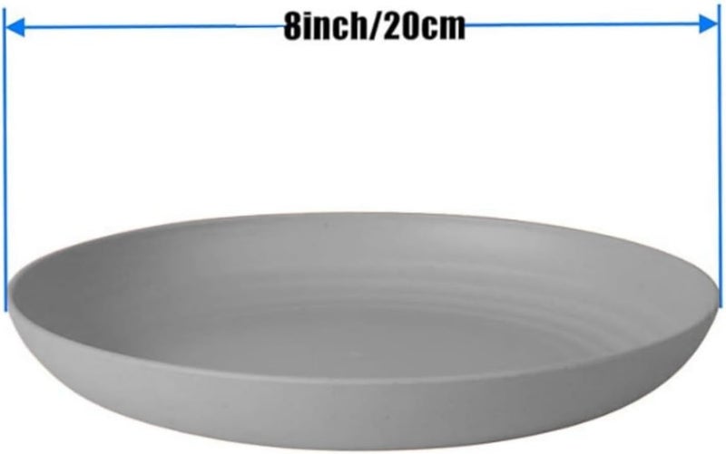 CAMBUY Wheat Straw Plates Black Dinner Plates Set 8 Pcs Services Lightweight Unbreakable Dinner Dishes for Kitchen Outdoor Camping Black 8 Medium - Image 3