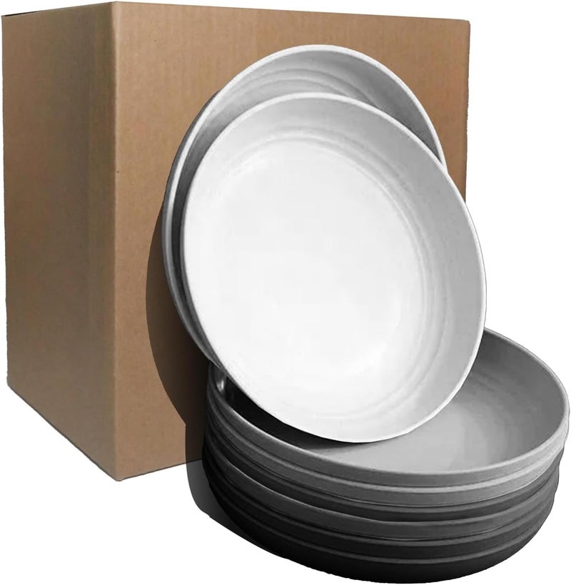 CAMBUY Wheat Straw Plates Black Dinner Plates Set 8 Pcs Services Lightweight Unbreakable Dinner Dishes for Kitchen Outdoor Camping Black 8 Medium - Image 5