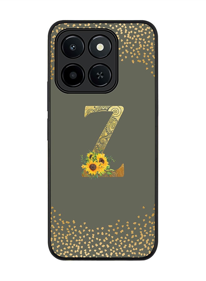 Stylizedd For Honor X6c Case,Slim fit Camera Protection, Shockproof Thin Phone cover  - Custom Floral Monogram - Z  (Olive Green )
