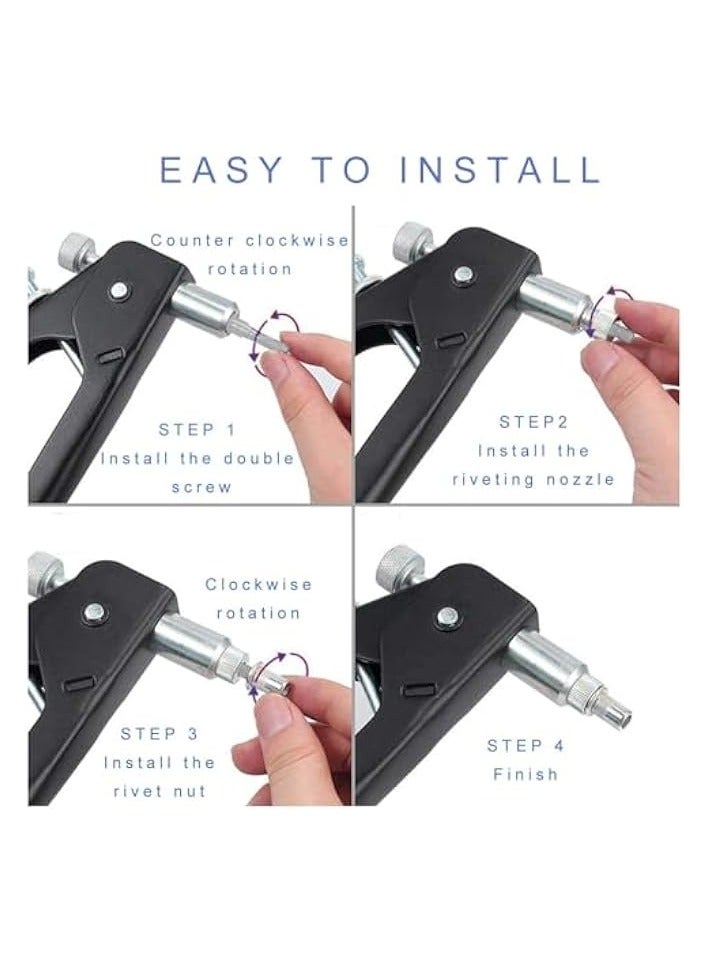 PROMASS 111pcs Rivet Nut Tool - Hand Riveter Rivet Gun, Blind Nut Riveting Gun kit Threaded Insert Rivnut Nutsert Setter Tool for Automotive, Railway, Furniture, Instrument (Size : 111) - Image 5