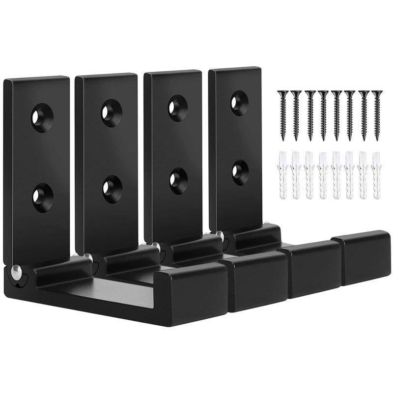 OHIYO Folding Coat Hooks 4pcs Foldable Hook Wall Mounted for Hanging Coat Jacket Towel Heavy Duty Wall Hooks Aluminum Alloy Fold up Hooks Headphones Holder Bearing Load 33lb Black