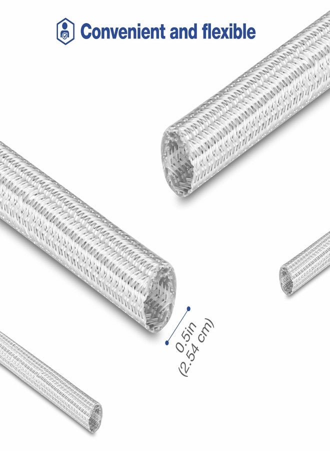 JOTO 10ft - 1/2 inch Cord Protector Wire Loom Tubing Cable Sleeve, Braided Cable Sleeve Split Sleeving Cord Management System for TV Computer Home Theater Office, Protect Pet From Chewing Cords -Grey - Image 3
