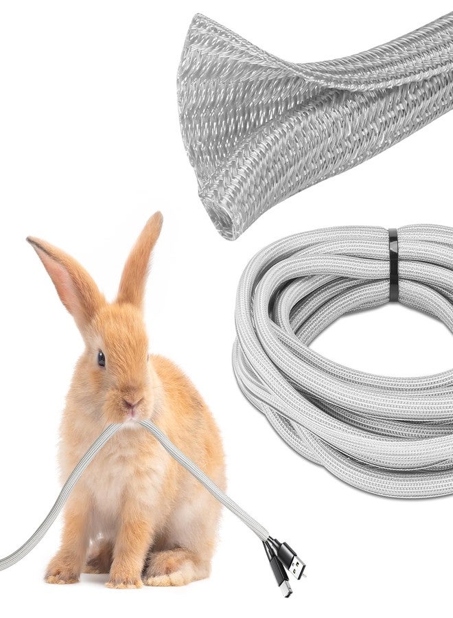 JOTO 10ft - 1/2 inch Cord Protector Wire Loom Tubing Cable Sleeve, Braided Cable Sleeve Split Sleeving Cord Management System for TV Computer Home Theater Office, Protect Pet From Chewing Cords -Grey - Image 1