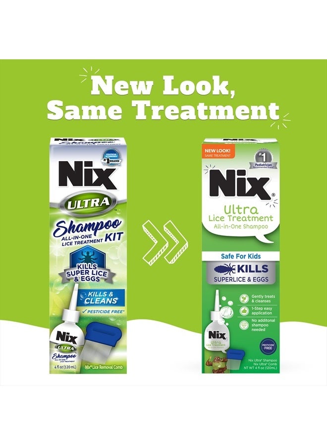 NIX Ultra Superlice Treatment, All-in-One Shampoo, 4 Fl Oz & Lice Removal Comb - Image 2
