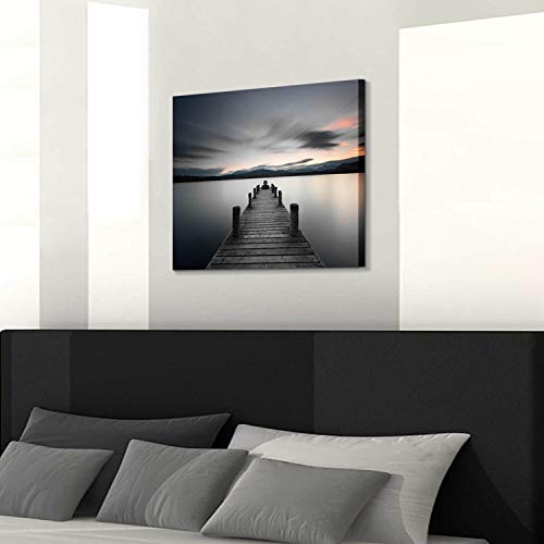 Hardy Gallery Lake Pier Canvas Wall Art: Vintage Wooden Dock Artwork Painting for Living Room (24'' x 18'' x 1 Panel) - Image 4