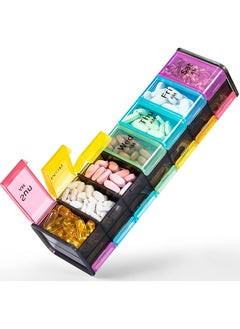 Hihonor Pill Organizer,2 Times a Day Use,7 Day Pill Box,Am Pm Pill Box,Double Compartment,Suitable for Organizing Vitamins/Fish Oil and Supplements  - Image 1
