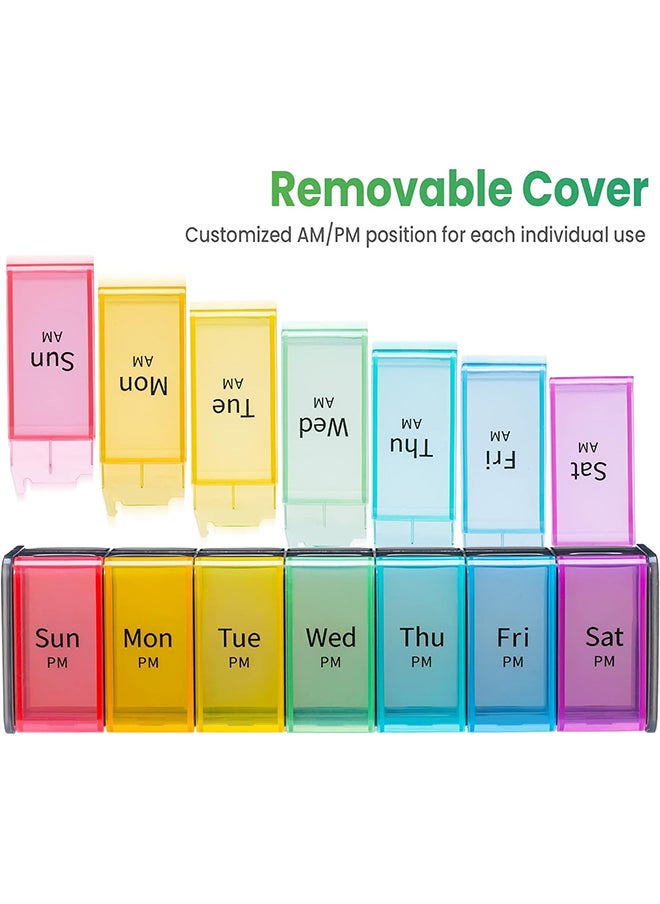Hihonor - Pill Organizer,2 Times a Day Use,7 Day Pill Box,Am Pm Pill Box,Double Compartment,Suitable for Organizing Vitamins/Fish Oil and Supplements - Image 1