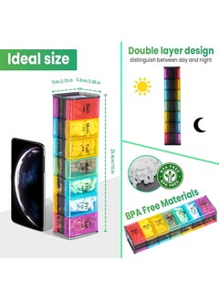 Hihonor Pill Organizer,2 Times a Day Use,7 Day Pill Box,Am Pm Pill Box,Double Compartment,Suitable for Organizing Vitamins/Fish Oil and Supplements  - Image 4