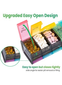 Hihonor Pill Organizer,2 Times a Day Use,7 Day Pill Box,Am Pm Pill Box,Double Compartment,Suitable for Organizing Vitamins/Fish Oil and Supplements  - Image 2