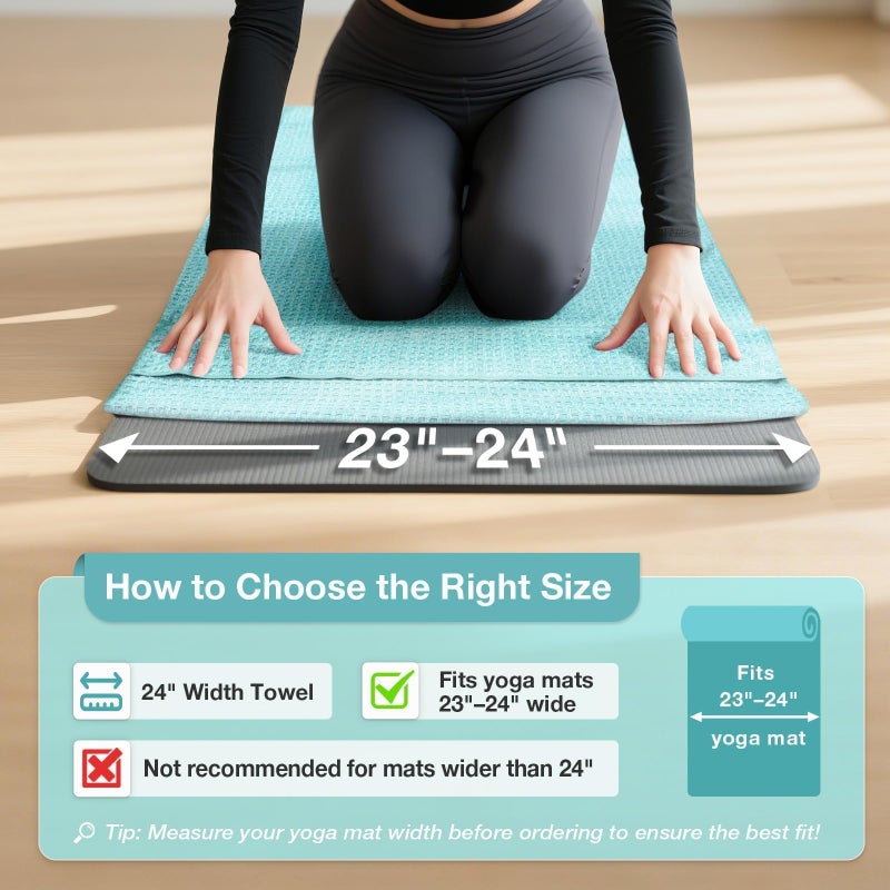 SOOWASH Hot Yoga Towel,Microfiber Yoga Mat Towels Non Slip for Hot Yoga Absorbent Microfiber Sweat Anti-Slip Cover,Bikram,Pilates,Exercise,Fitness 24 inch X 72 inch Blue Green 2 Pack - Image 3