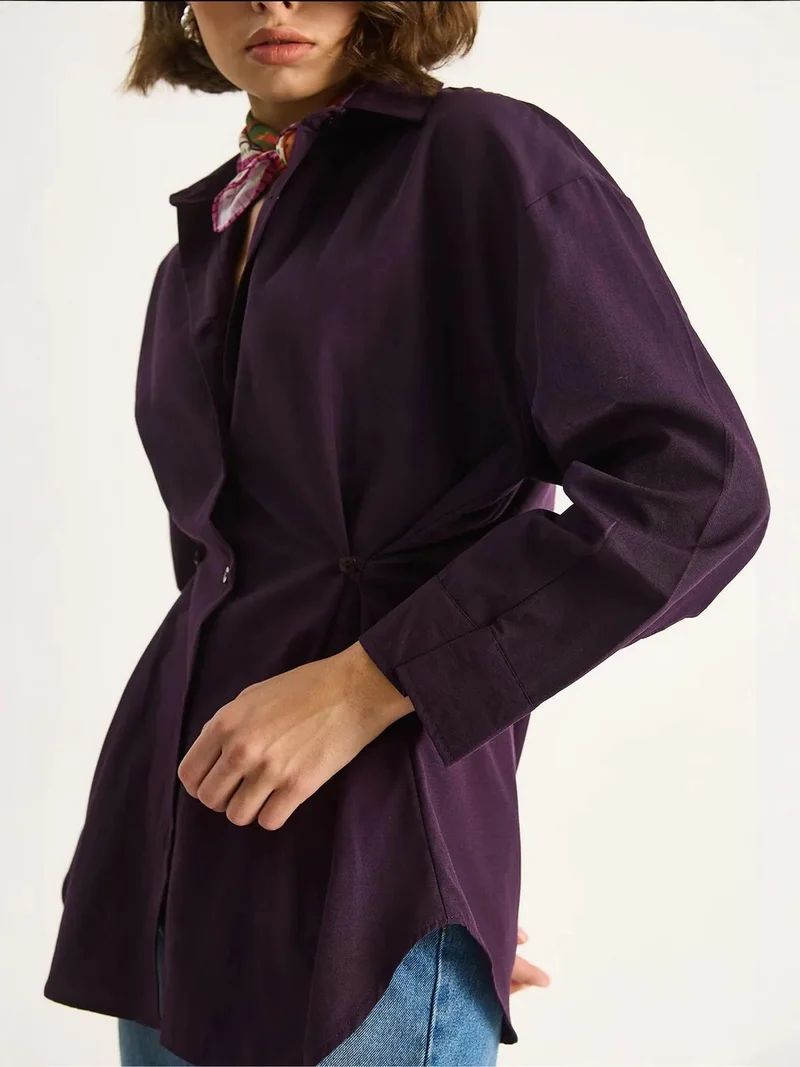 Bianco Lucci Mauve Purple LUCCI Classic Long Sleeve Button-Up Shirt for Women | Best Price UAE