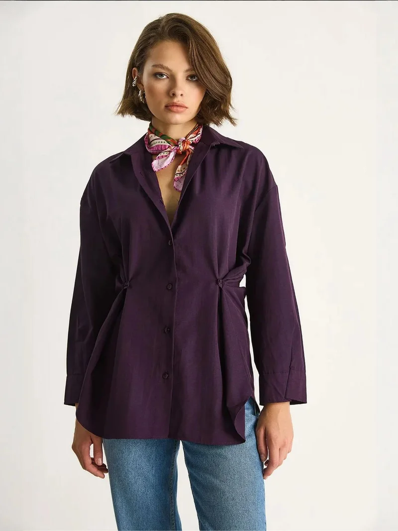 Bianco Lucci Mauve Purple LUCCI Classic Long Sleeve Button-Up Shirt for Women | Best Price UAE