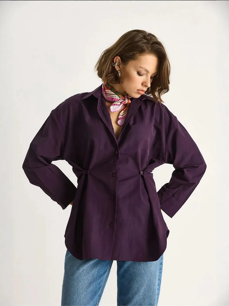 Bianco Lucci Mauve Purple LUCCI Classic Long Sleeve Button-Up Shirt for Women | Best Price UAE