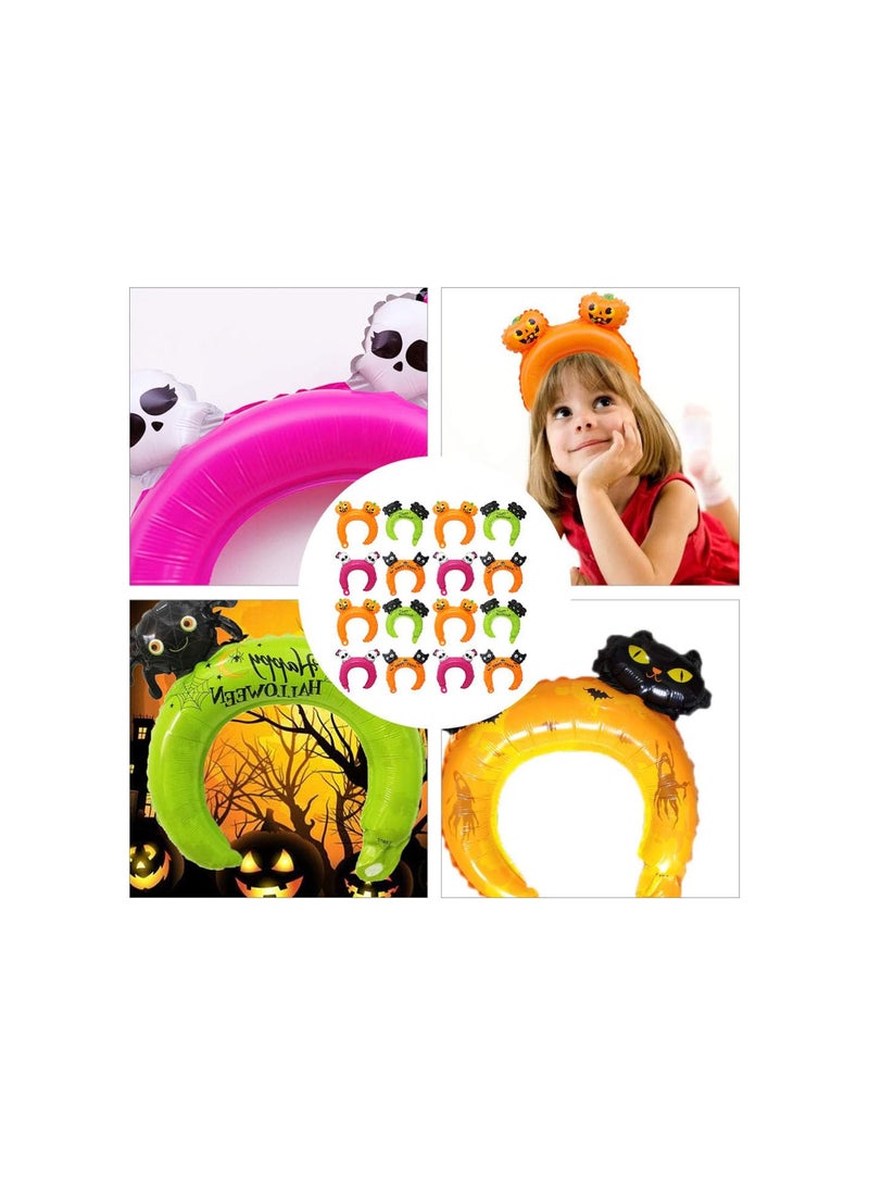 GGOOT Halloween Inflatable Headband, Pumpkin Bat Skull Spider Hair Band Foil Balloon Hair Hoop for Halloween Decoration Cosplay Prop Kids Gift Party Favor 50pcsï¼?Random Styleï¼‰  - Image 2