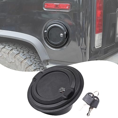 Lcojicep Locking Gas Tank Cap Cover Compatible with Hummer H2 2003-2009，Locking Gas Cap Cover, Fuel Tank Door with Lock，aluminum alloy Car Fuel Tank Gas Filler Cap Cover Accessories (Style A) - Image 1