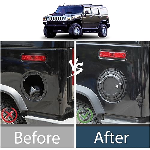 Lcojicep Locking Gas Tank Cap Cover Compatible with Hummer H2 2003-2009，Locking Gas Cap Cover, Fuel Tank Door with Lock，aluminum alloy Car Fuel Tank Gas Filler Cap Cover Accessories (Style A) - Image 2