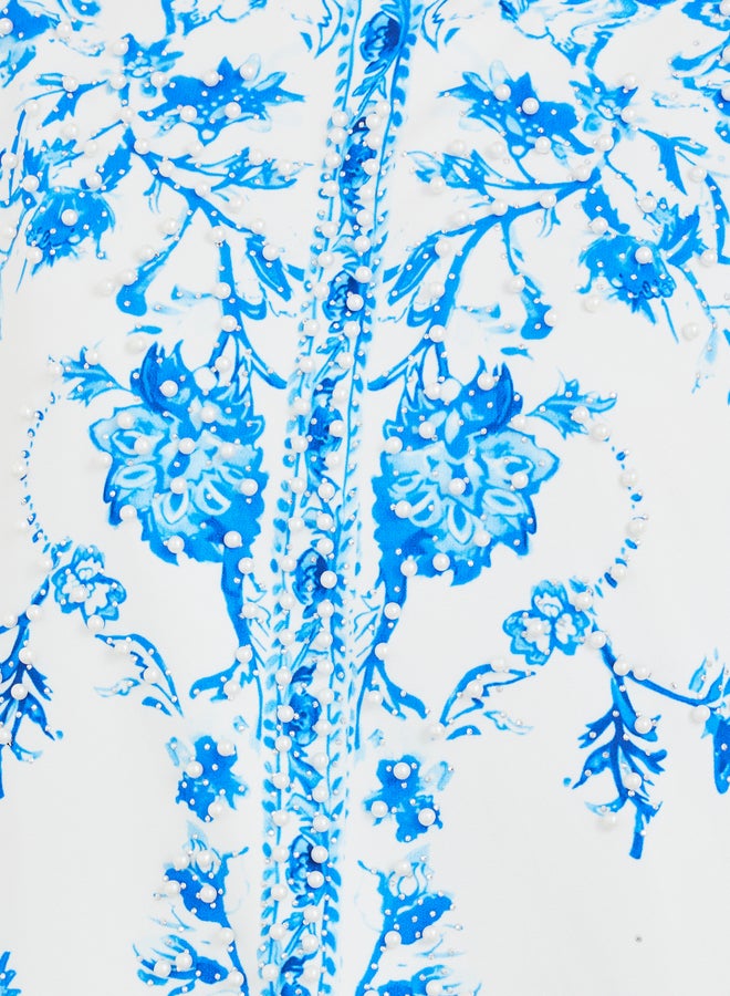 Amirah Placement Print V-Neck A-Line Jalabiya - Image 4