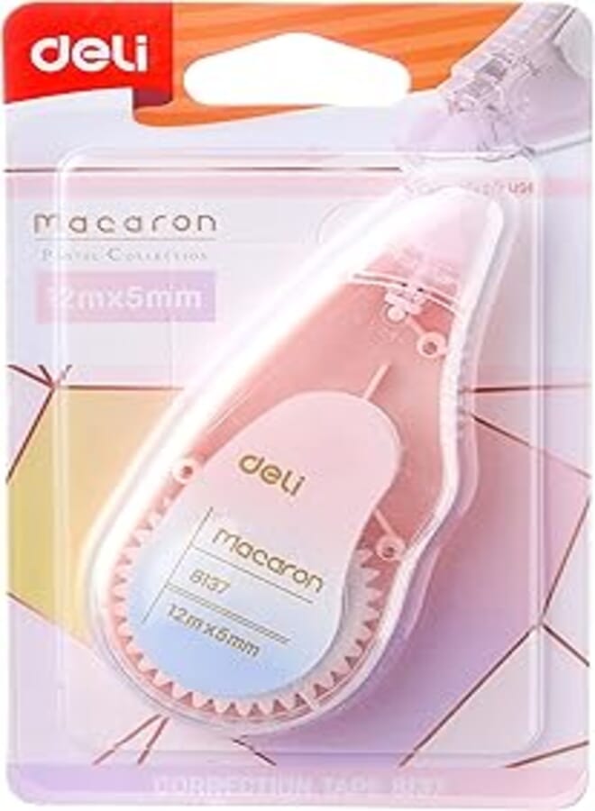 Deli e8137 5mm.x 12 m. correction tape - assorted colors