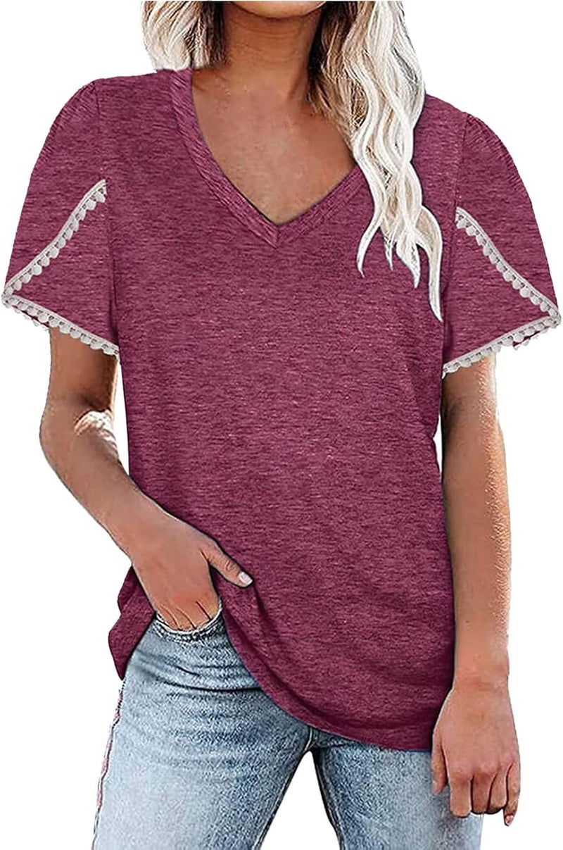 klarako Plus Size Tops for Women, Womens Loose Button Short Sleeve Shirt Cotton Ladies Casual Tops Tee T-Shirt Blouses - Image 3