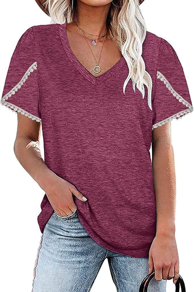 klarako Plus Size Tops for Women, Womens Loose Button Short Sleeve Shirt Cotton Ladies Casual Tops Tee T-Shirt Blouses - Image 2