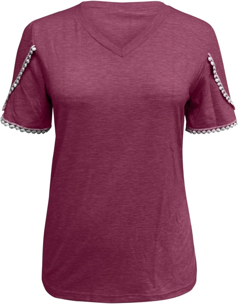 klarako Plus Size Tops for Women, Womens Loose Button Short Sleeve Shirt Cotton Ladies Casual Tops Tee T-Shirt Blouses - Image 5