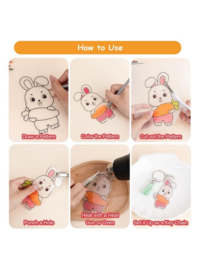 Csyidio 251 PCS Shrink Dink Keychain Kit Includes 20 Sheets Shrink Plastic Sheets, Hole Punch, Tassels, Lobster Clasps, Keychain Clip, Jump Rings, Key Ring, Great for DIY Mother's Day Crafts - Image 5