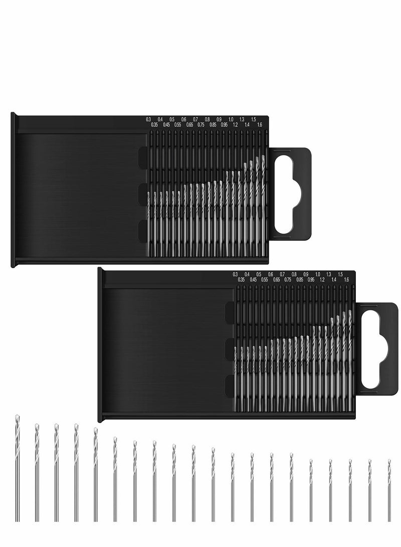 مجموعة Bits حفر صغيرة الحجم، Bits حفر رقيقة برقبة صغيرة، Bits مثقاب ملتوي من الفولاذ عالي السرعة، مناسبة للألواح، 40 قطعة / 0.3-1.6 ملم - Image 1
