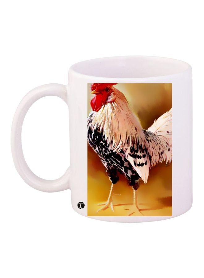 RYN Bird Printed Coffee Mug White/Black/Red 11ounce