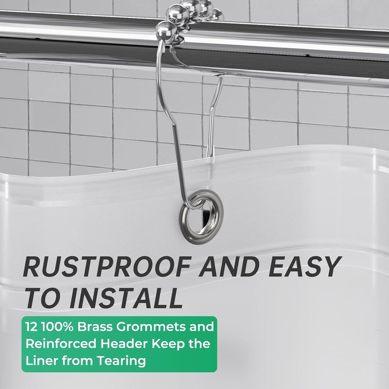 AmazerBath Waterproof Shower Curtain Liner, 36"W x 72"H, Frosted, Heavy Duty with Grommet Holes - Image 5