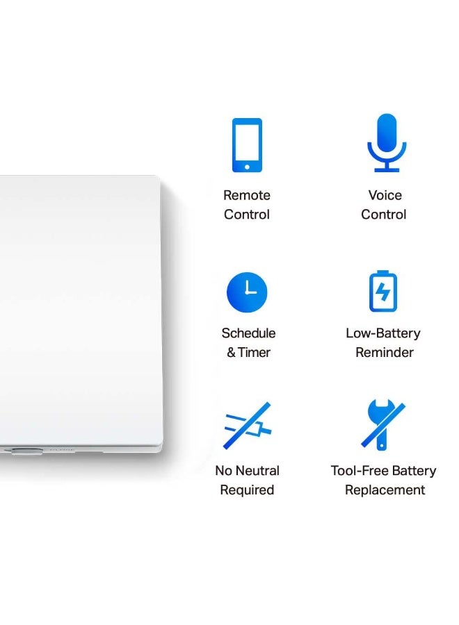 Tapo Smart Light Switch 1 Gang 1 Way Remote Control and Voice Control Away Mode No Neutral Wire Required Battery Included Works with Alexa and Google Home - Image 2