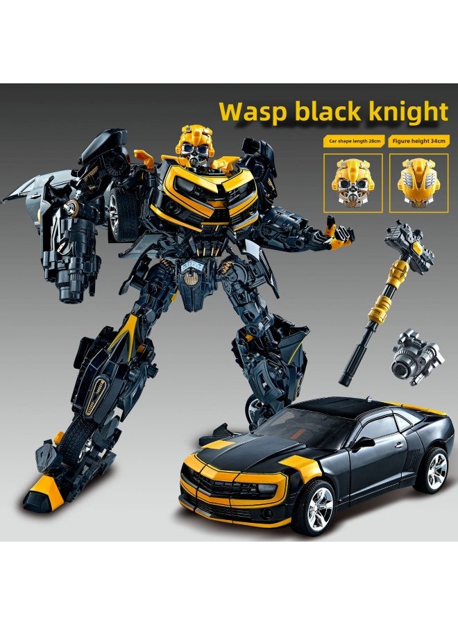 Super Large Deformation Toy 5 Car King Kong Optimus Robot Column Bumblebee Hand-made Boy Children Alloy Genuine 4-Color:Blackened Wasp - Image 1