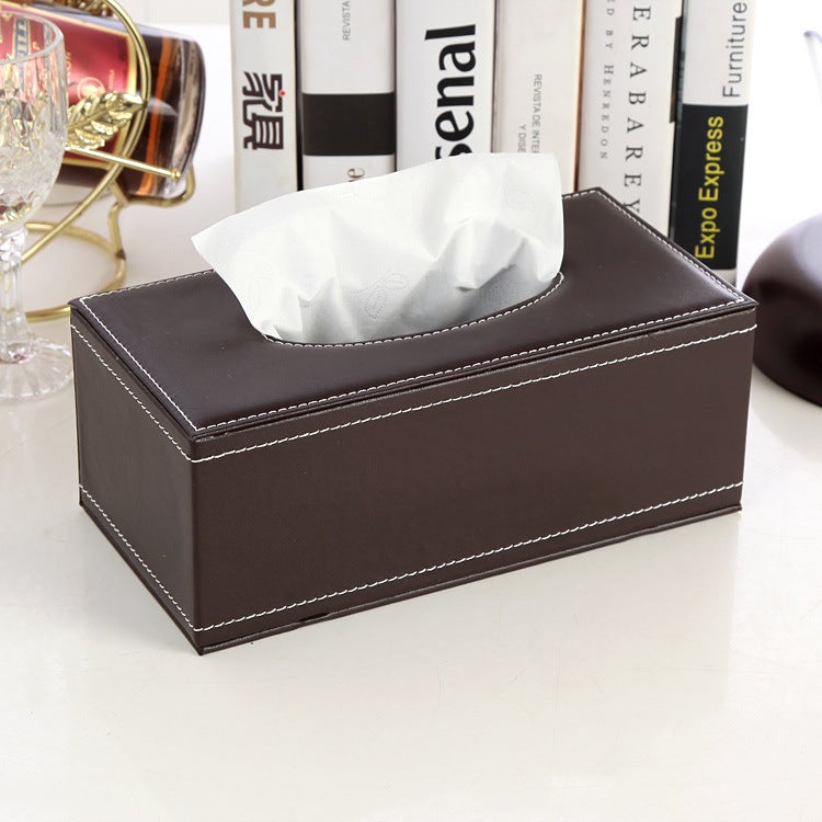 Generic Leather Tissue Box European PU Holder Gift brown sheepskin pattern 