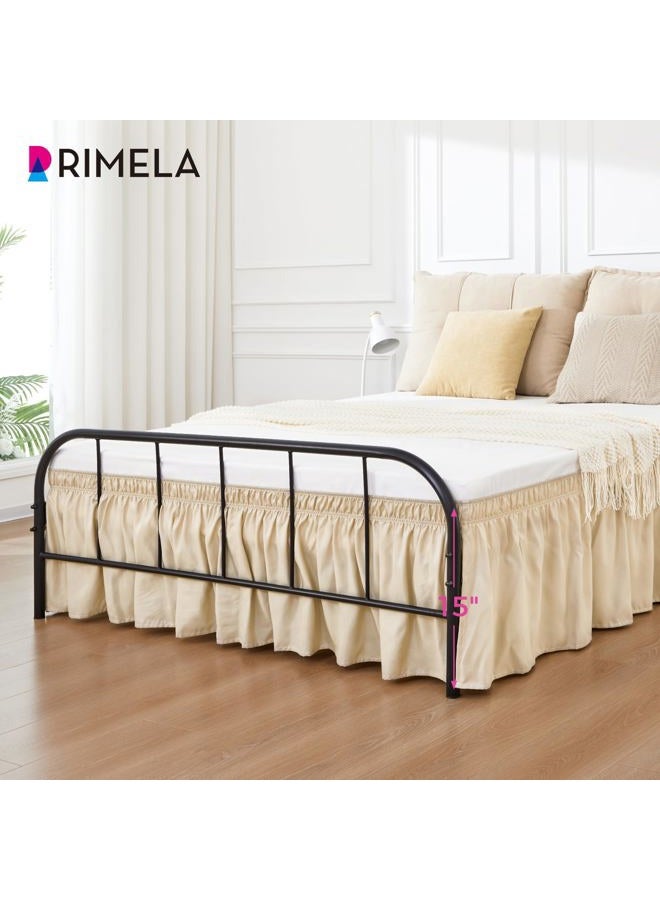 RIMELA Light Beige Bed Skirts with Split Corners Queen Size 15 Inch Drop,Elastic Bed Skirting Wrap Around, Easy Install Dust Ruffles Soft Fabric Machine Washable - Image 4