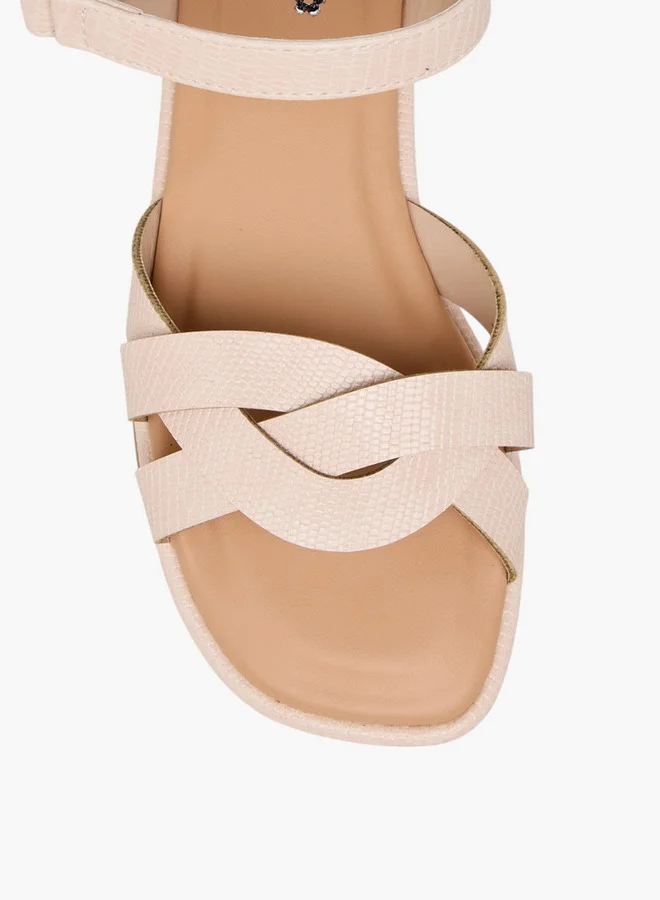 Little Missy Girls Strap Detail Sandals with Hook and Loop Closure