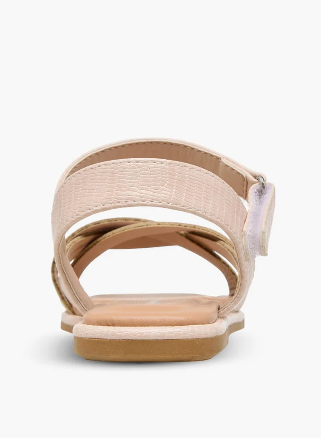 Little Missy Girls Strap Detail Sandals with Hook and Loop Closure